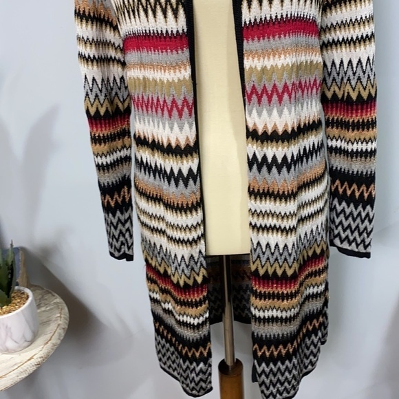 Chico’s Colorful Zigzag Pattern Open Front Cardigan Duster Size Chicos 1 - Picture 3 of 9